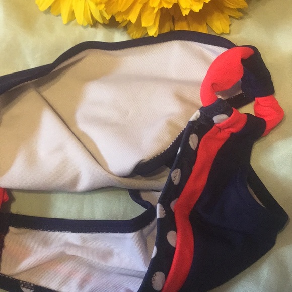 NAVY BLUE MOLDED CUP BIKINI WITH WHITE POLKA DOTS - Picture 7 of 8